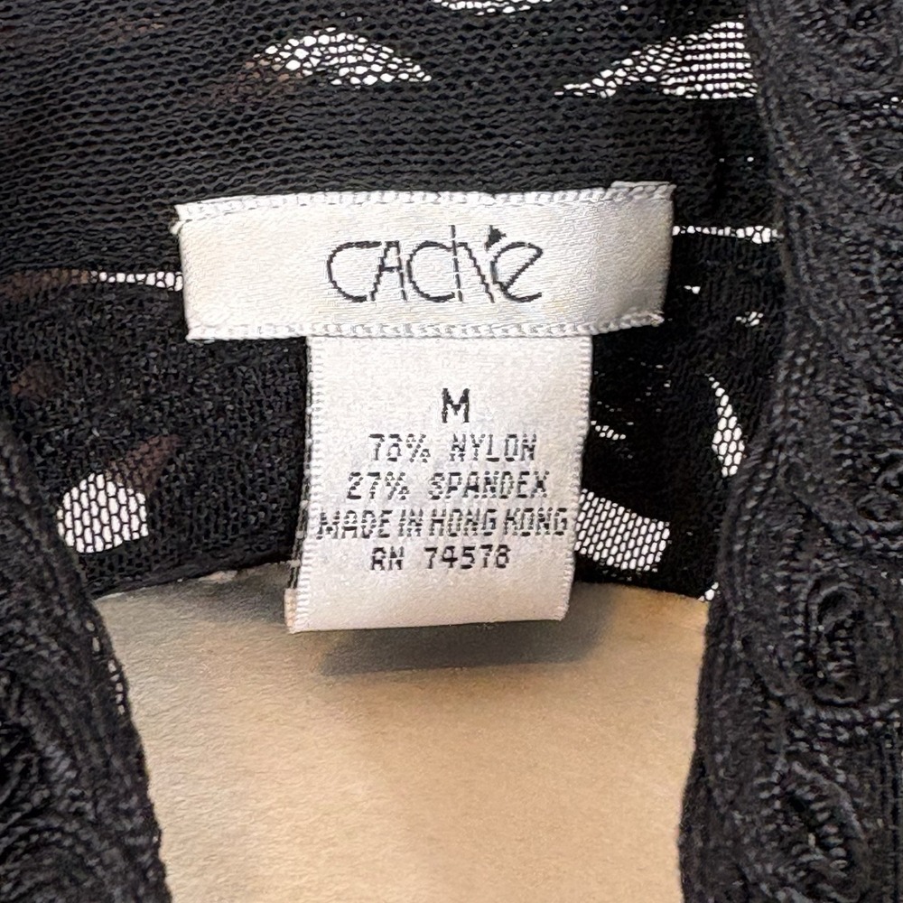 Cache Y2K Black Soutache Mesh Duster Cardigan Lace Sheer Button Front M Gothic - Picture 10 of 11